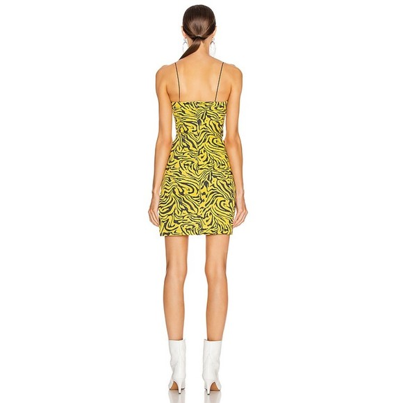 Miaou Lottie Mini Dress Bodycon Yellow Zebra Print Size Small - Picture 2 of 10